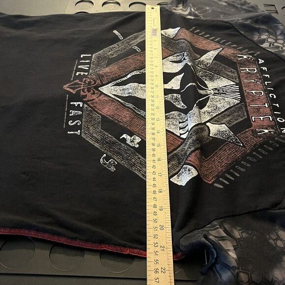 Affliction Kryptek T Shirt Size Large Big Graphic Print Black Gray Short Sleeve - Picture 9 of 11